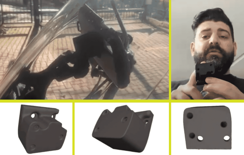 PolyD 3d printed motorbike mobile phone holder adapter 