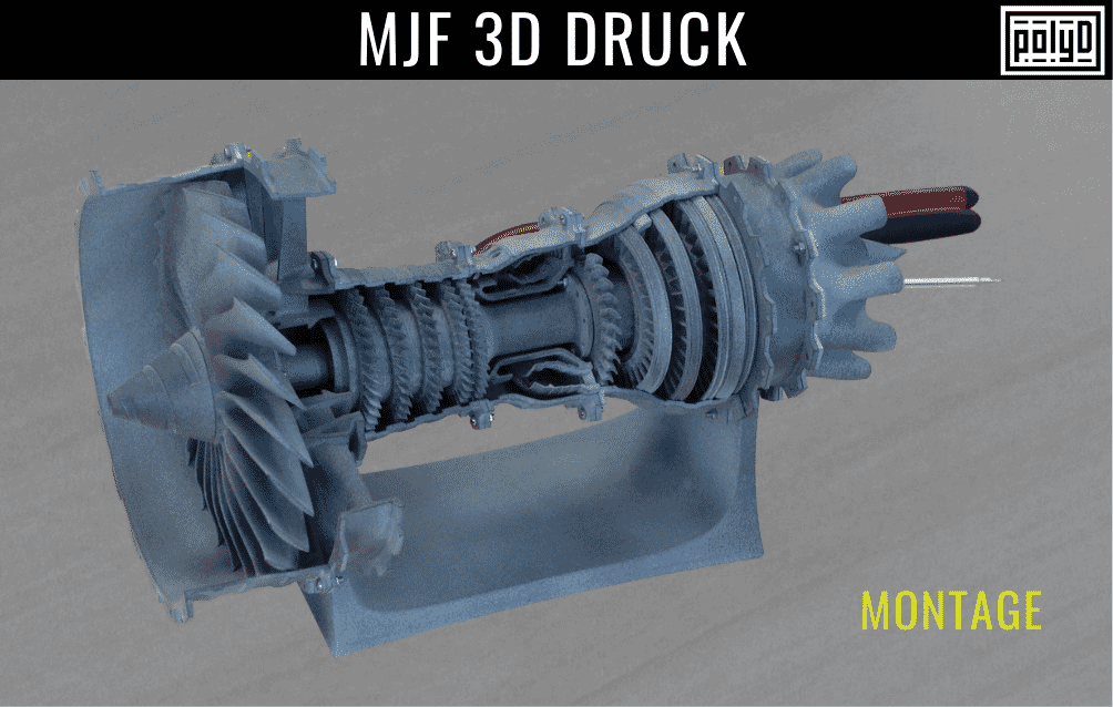PolyD, MJF 3D Druck: Montage des Turbofan