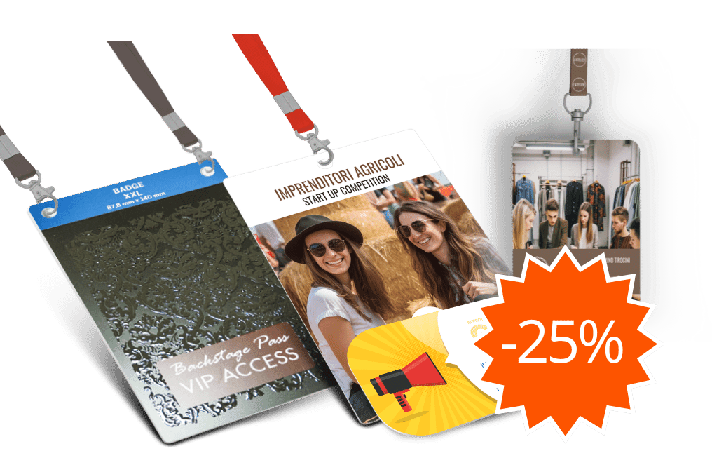 Badge XXL e card per eventi