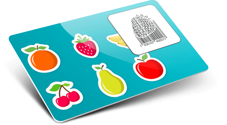 Carte con codice a barre con forma personalizzata