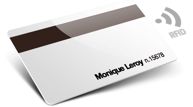Cartes PVC avec RFID avec piste magnétique + numérotation + noms et prénom