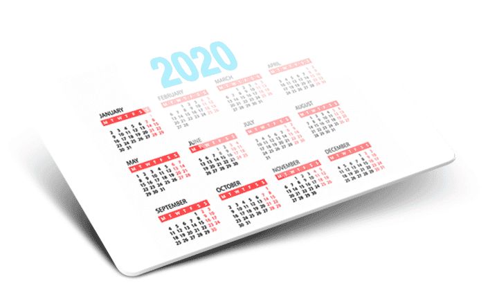 Calendario tascabile personalizzato 2020