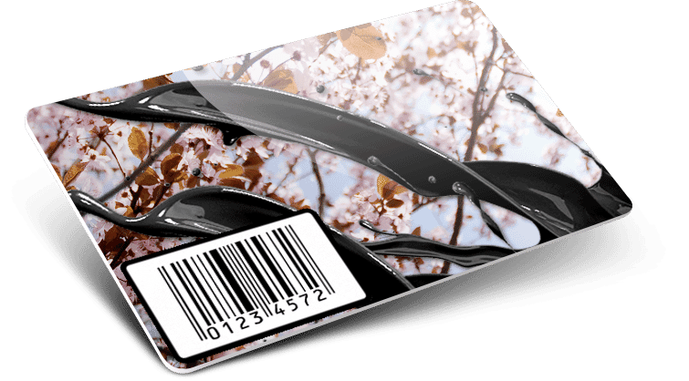 Tessere con codice a barre, numerazione e vernice in rilievo