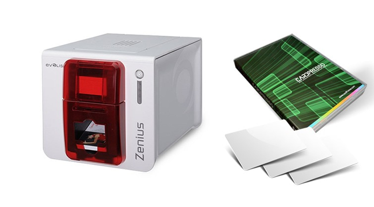 Stampante Evolis Zenius + Cardpresso XXS + 100 tessere neutre